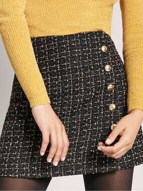 Forever 21 Black Gold Tweed Mini Skirt